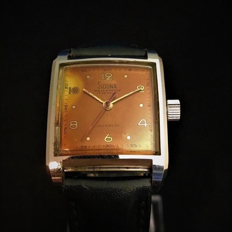 お歳暮 送料無料 希少 1950's SIDUNA アンティーク手巻時計 17石 SWISS アナログ(手巻き)