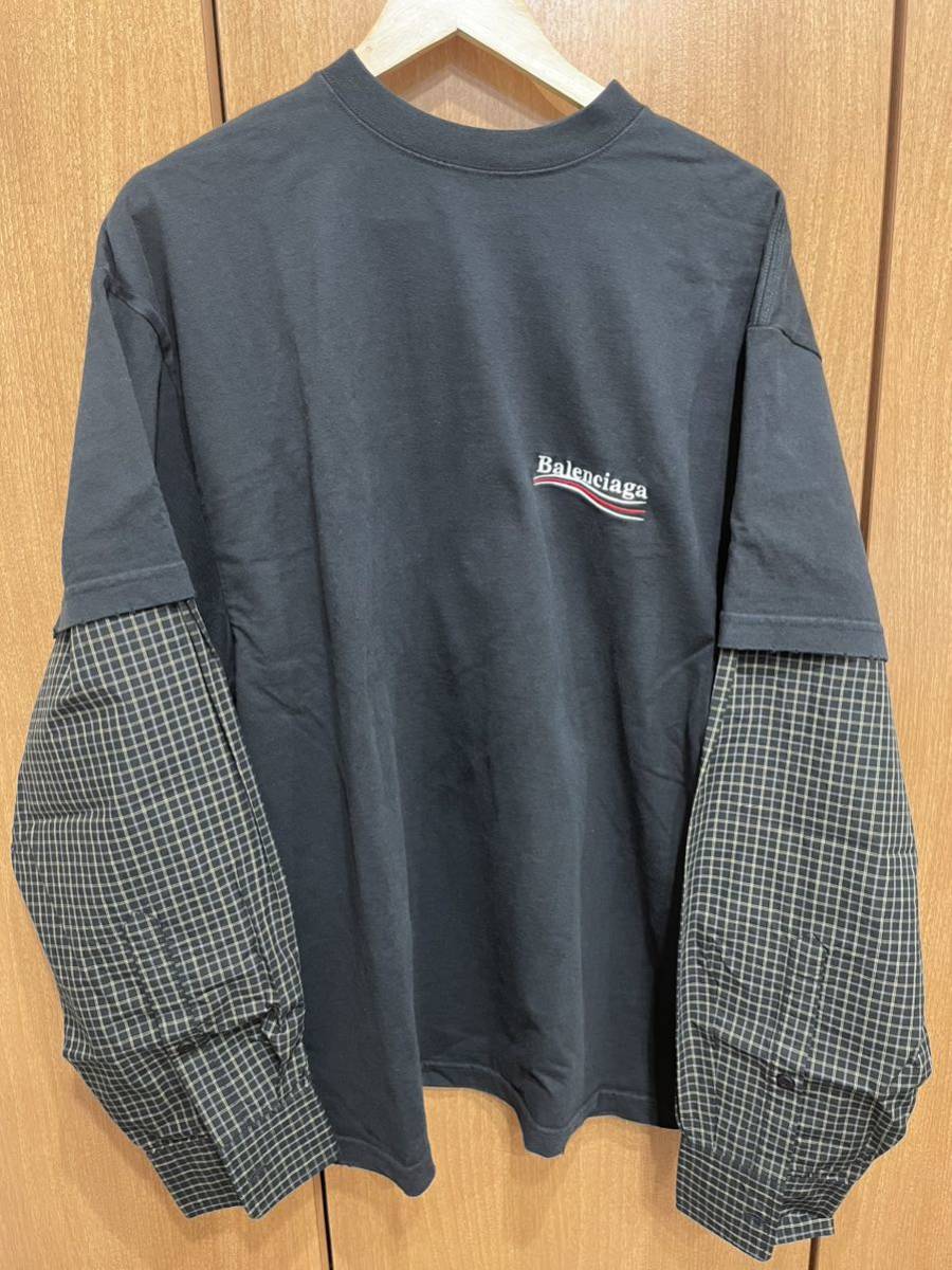 新品未使用品　BALENCIAGA バレンシアガ　2023SS オーバーサイズポリティカルキャンペーンレイヤードTシャツ　長袖　ロンT_画像1