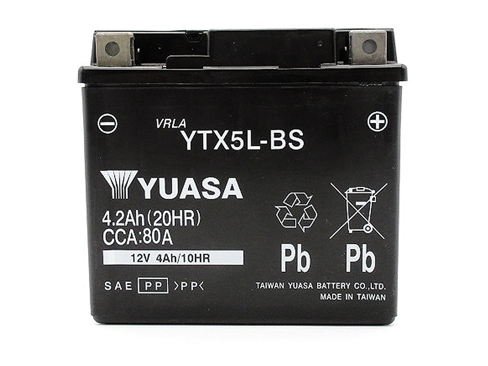 台湾ユアサバッテリー YUASA YTX5L-BS ◆互換 FTX5L-BS アドレスV100 グランドアクシス100 EZ-9 ウルフ125 RG125ガンマ RGV250ガンマ_画像3