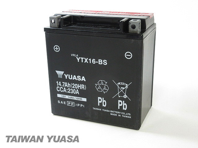 台湾ユアサバッテリー YUASA AGM YTX16-BS ◆ FTH16-BS 互換 ゼファー1100 ゼファー1100RS バルカン1500クラシック イントルーダーLC_画像3