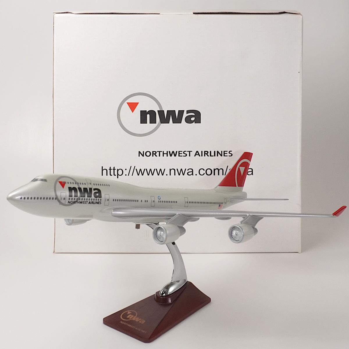 ★nwa ノースウエスト航空 ボーイング747 全長 約49cm ジャンボジェット 航空機 飛行機 旅客機 模型 Northwest Airlines Boeing747★
