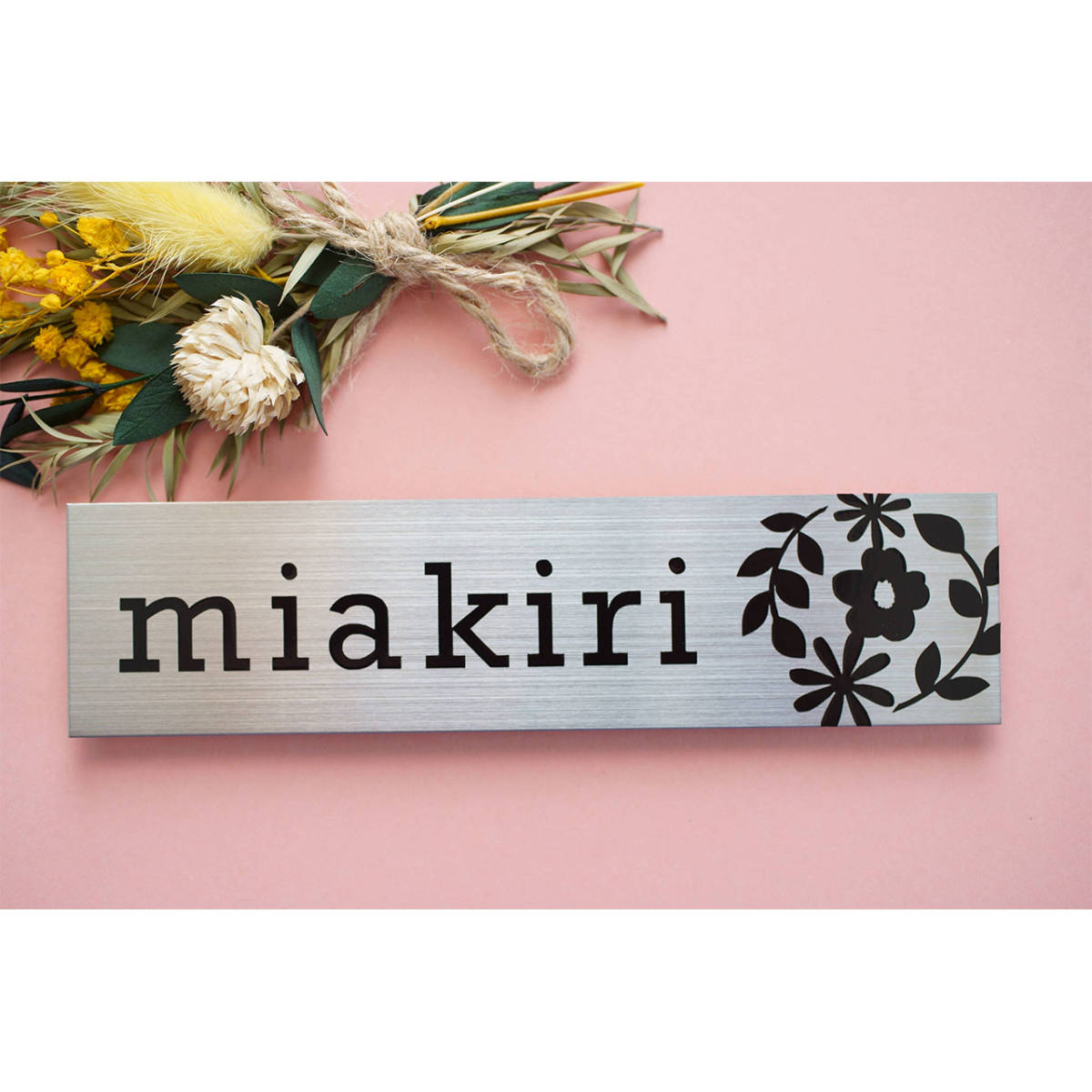 [ nameplate ] beautiful stainless steel specification feeling of luxury! lovely floral print F Marimekko Northern Europe manner design immediately possible to use both sides tape attaching design nameplate 