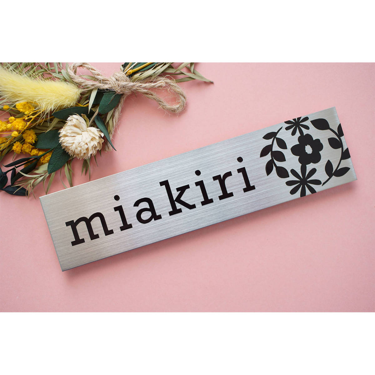 [ nameplate ] beautiful stainless steel specification feeling of luxury! lovely floral print F Marimekko Northern Europe manner design immediately possible to use both sides tape attaching design nameplate 