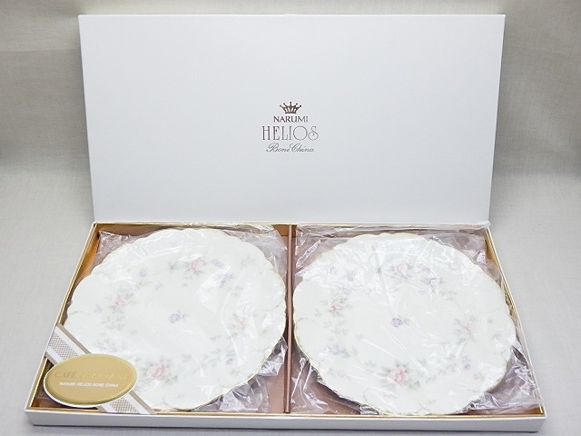 ★ナルミ ヘリオス ペア ケーキ皿 セット 未使用 紙箱★ F681 NARUMI HELIOS cake plateの画像1