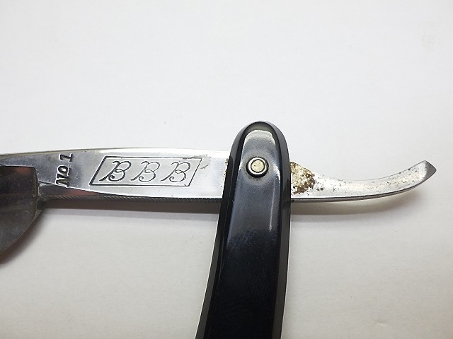 ★昭和レトロ 1960s 床屋道具 西洋剃刀 2本まとめ CAPE 1000 BBB No.1★ F770 理容 カミソリ RAZOR レザー_画像4