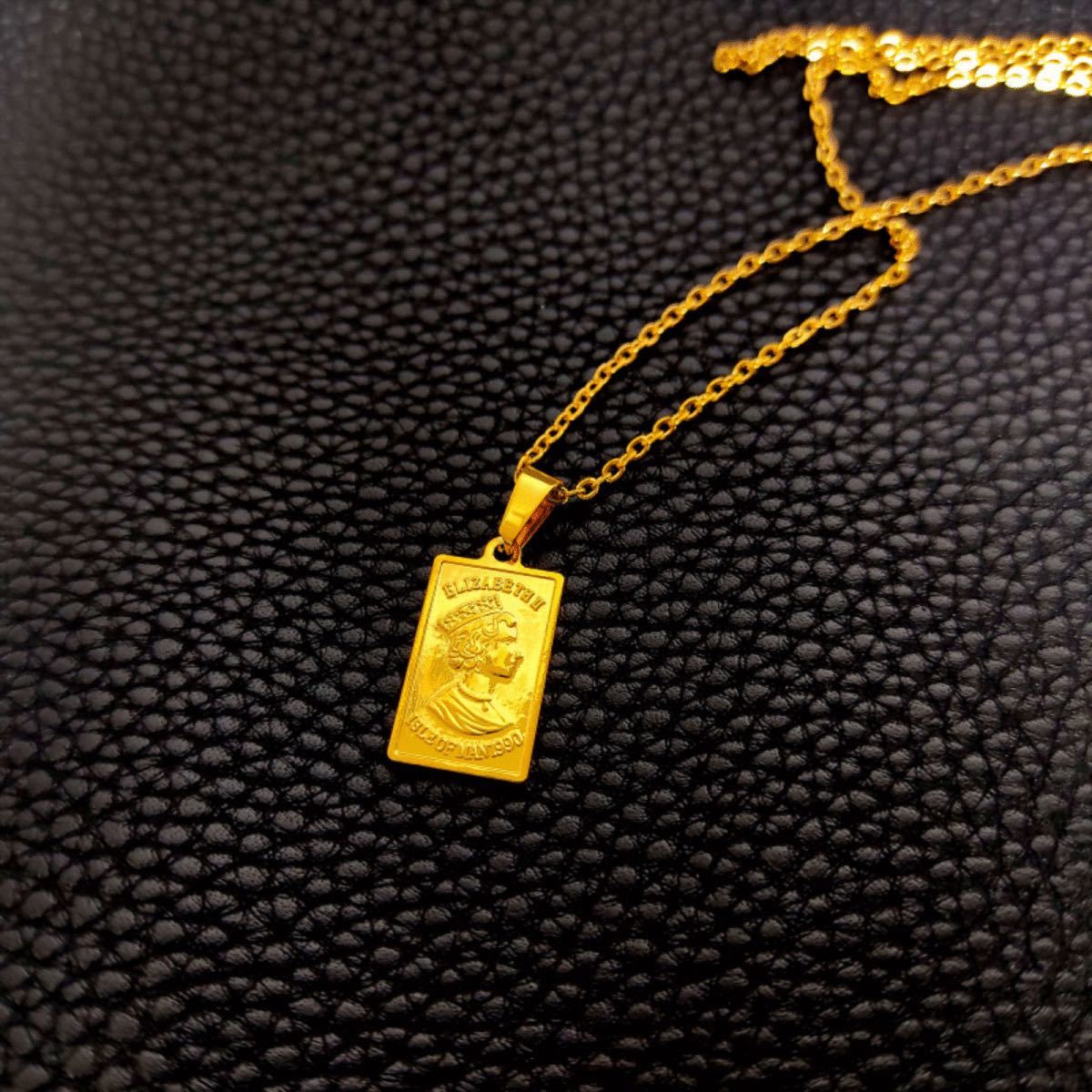 necklace gold chain 18kgp ゴールド エリザベスコイン インゴット ネックレス 141_画像1