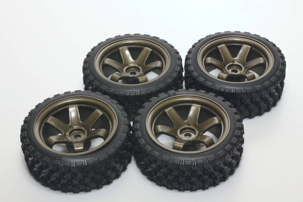 1/10 Rally car oriented bronze 6ps.@ spoke Rally pattern with tire 4 pcs set 