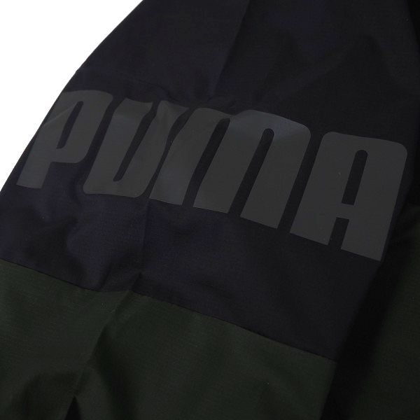 P669 新品 PUMA プーマ ゴルフ ビッグロゴ フルジップ ウーブン ジャケット ウィンドブレーカー 撥水加工 XL ブラック/カーキ_画像7