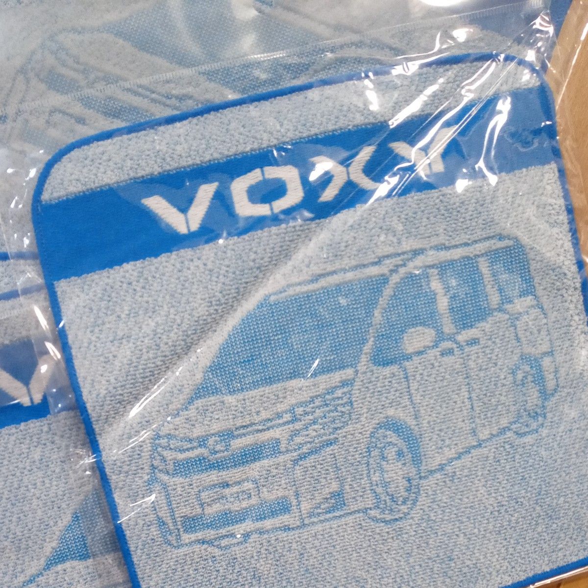 くるまのハンドタオル　VOXY ブルー　約20cm角　綿100%