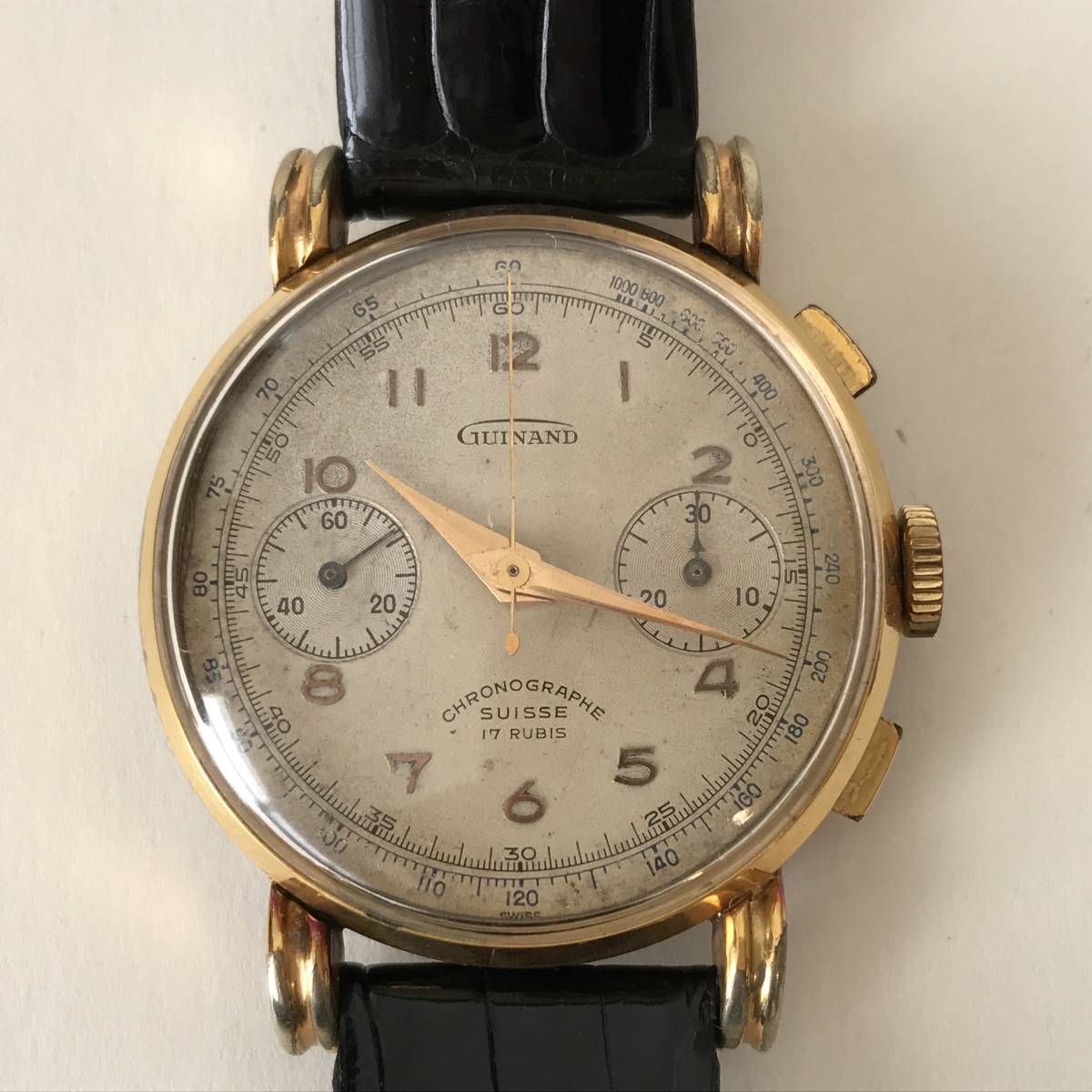 ③ GUINAND ギナーン クロノグラフ 腕時計 CHRONOGRAPHE SUISSE 17 RUBIS スイス 手巻き ヴィンテージ アンティーク vintage watch 動作品_画像2