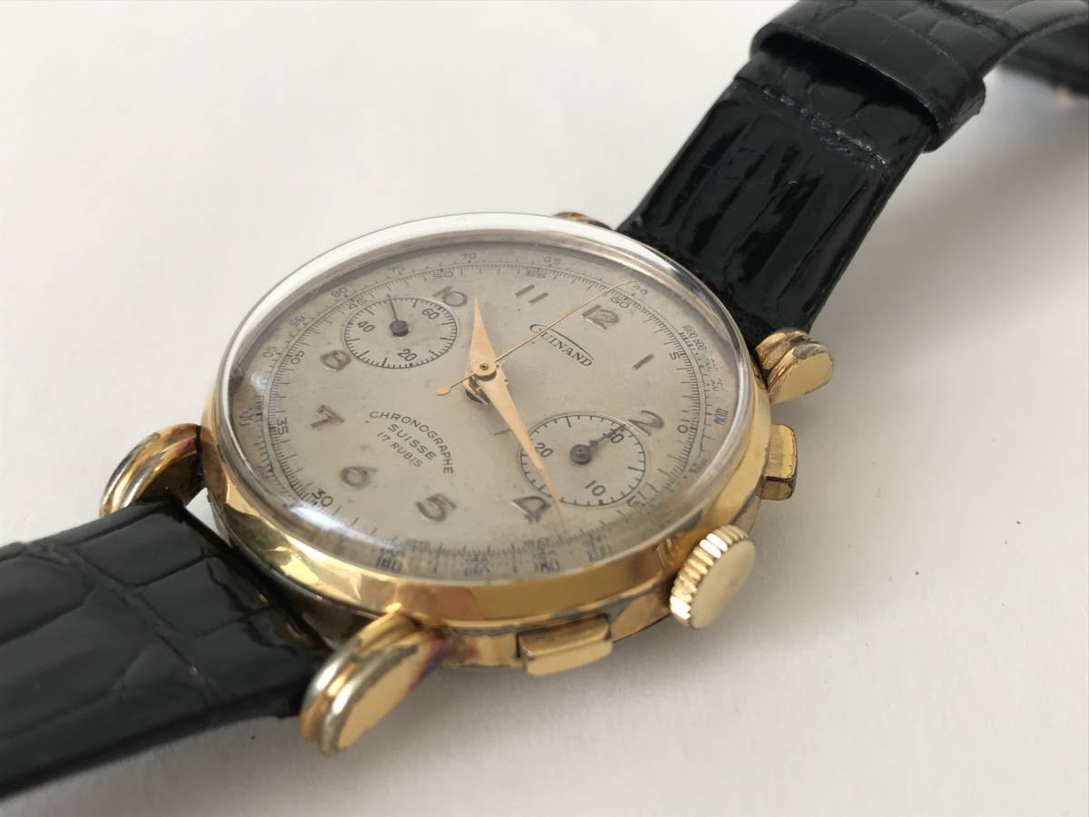 ③ GUINAND ギナーン クロノグラフ 腕時計 CHRONOGRAPHE SUISSE 17 RUBIS スイス 手巻き ヴィンテージ アンティーク vintage watch 動作品_画像7