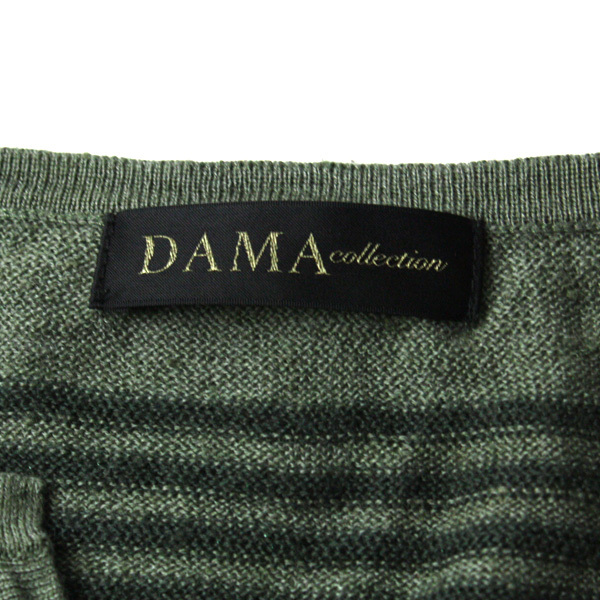 100円スタート！◆Dama Collection ダーマコレクション プルオーバー ボーダーニットワンピース 麻混 大きいサイズ LL 23-1109bu01_画像2