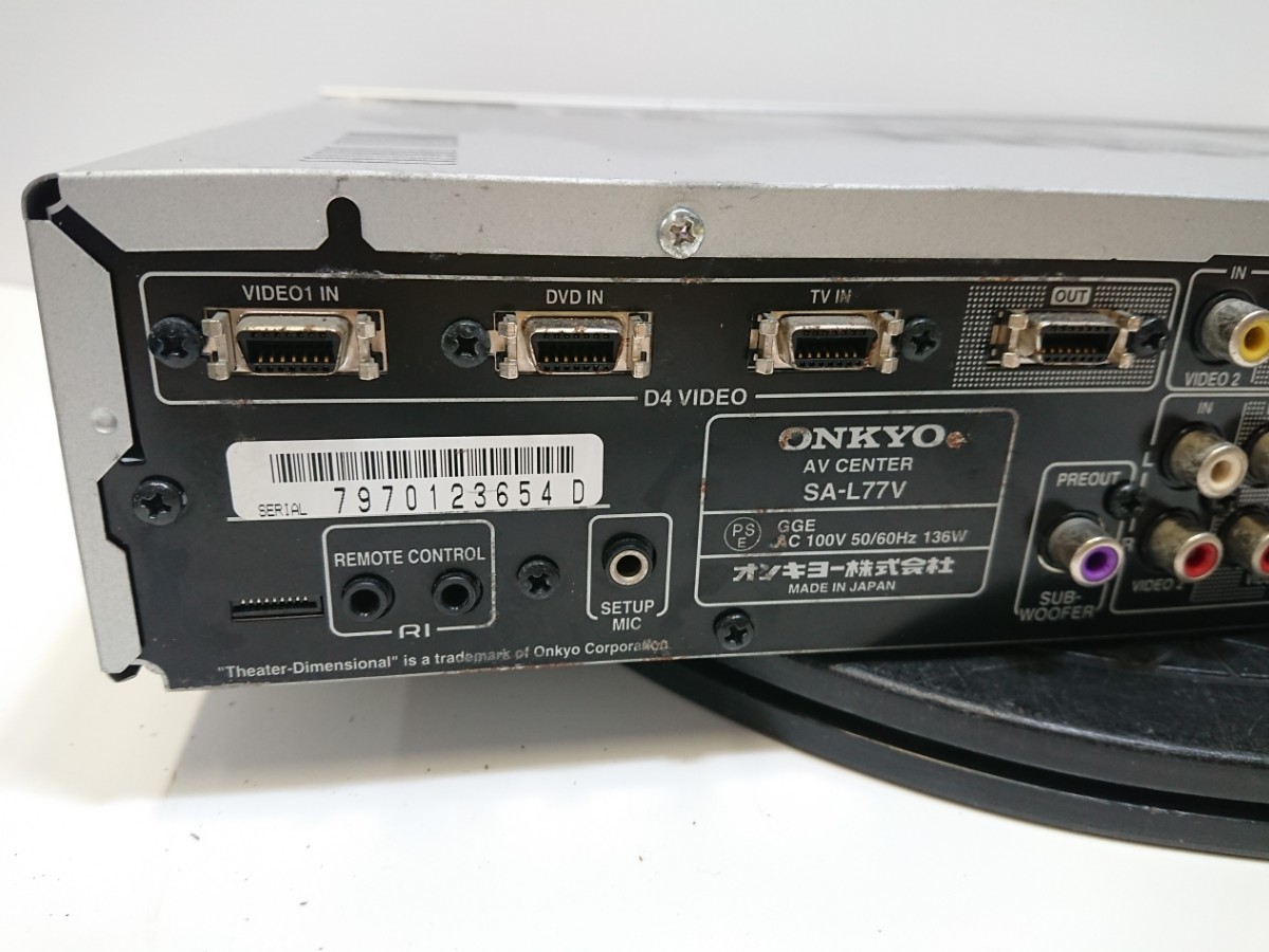 管理1310 ONKYO オンキョー SA-L77V AVセンター AVアンプ 通電確認済み 現状品_画像9