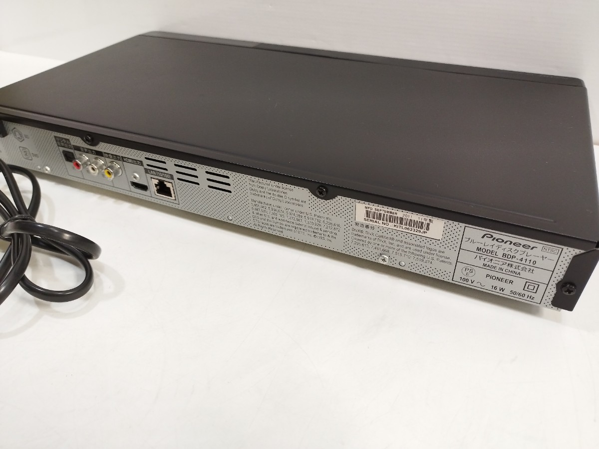 管理1102 Pioneer パイオニア BDP-4110 ブルーレイディスクプレーヤー 11年製 通電のみ リモコン欠品 ジャンク_画像4