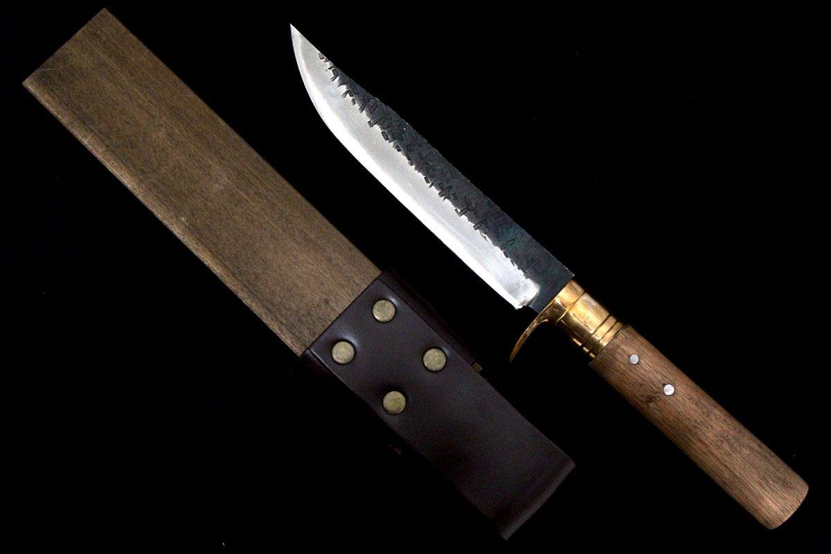  не использовался товар l.. произведение японский стиль нож 165mm обе лезвие чёрный удар ножны * вне с ящиком λA5659-2J10 [ outlet _1117]