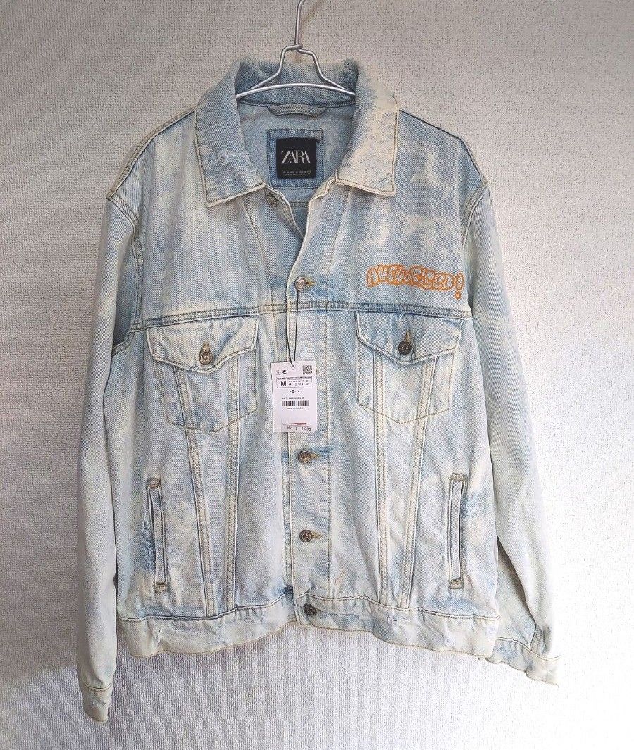 新品 ZARA art デニムジャケット M(US) 日本サイズL-XL相当 G 新品 ZARA art デニムジャケット M(US) 日本サイズL-XL相当 G