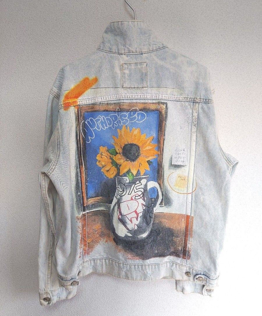 新品 ZARA art デニムジャケット M(US) 日本サイズL-XL相当 G 新品 ZARA art デニムジャケット M(US) 日本サイズL-XL相当 G