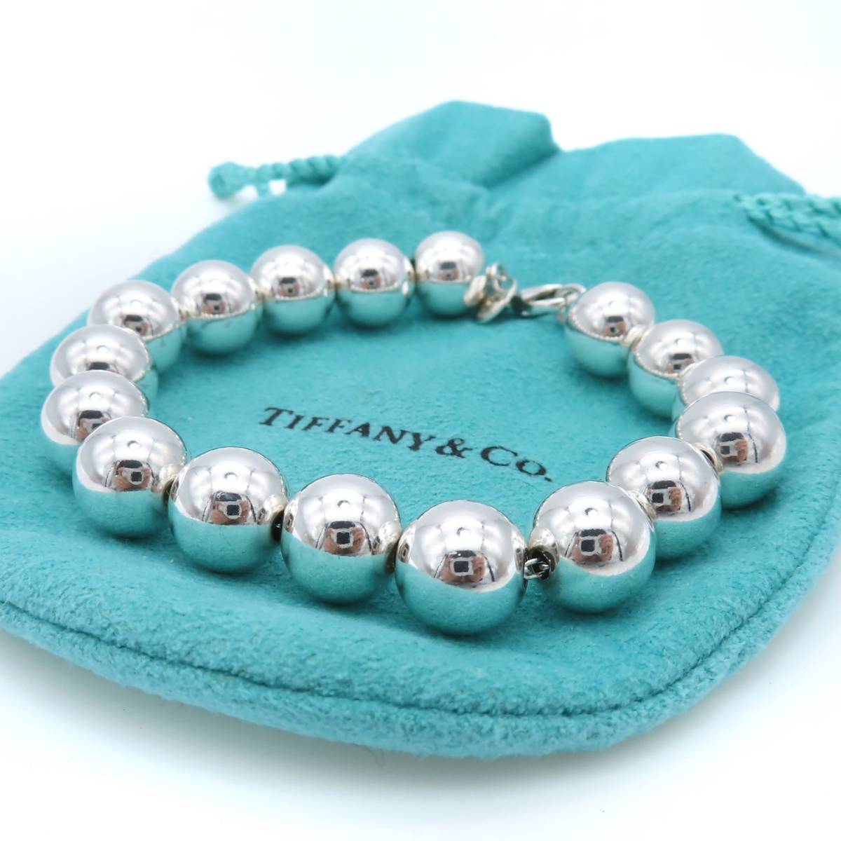 美品 Tiffany&Co. ティファニー ハードウェア シルバー ブレスレット SV925 ボール HH214