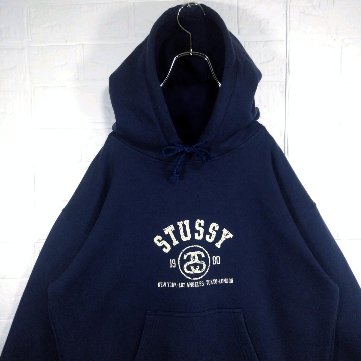 STUSSY》90s' USA製 紺タグ カレッジロゴ プルオーバーパーカー｜Yahoo