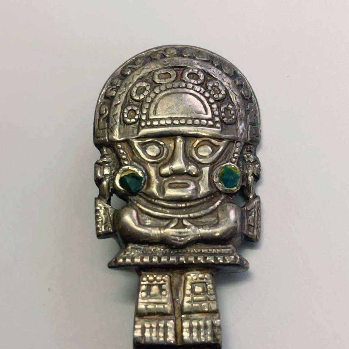 ブローチ 彫刻 銀製 シルバー925 ペルー トゥミ 神様 守り神_画像8