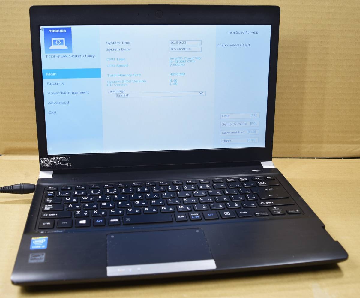 起動確認のみ(ジャンク扱い) 東芝 dynabook R734/M CPU:Core i3-4100M RAM:4G HDD:320 (管:KP079_画像1