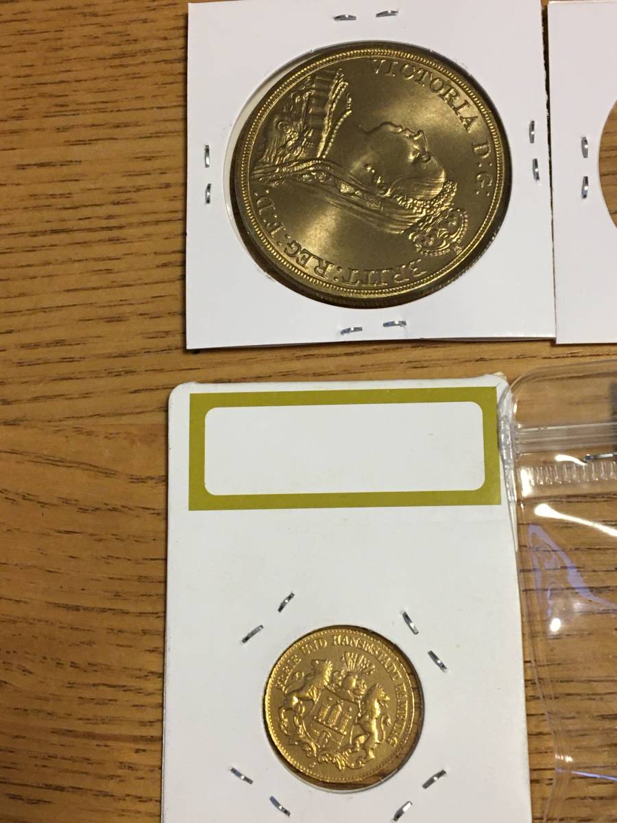 Z5)海外イギリス、ドイツ、中国、オーストラリア等の古金幣 金錠 金塊 金元寶 合計７点　磁石に付かない_画像7