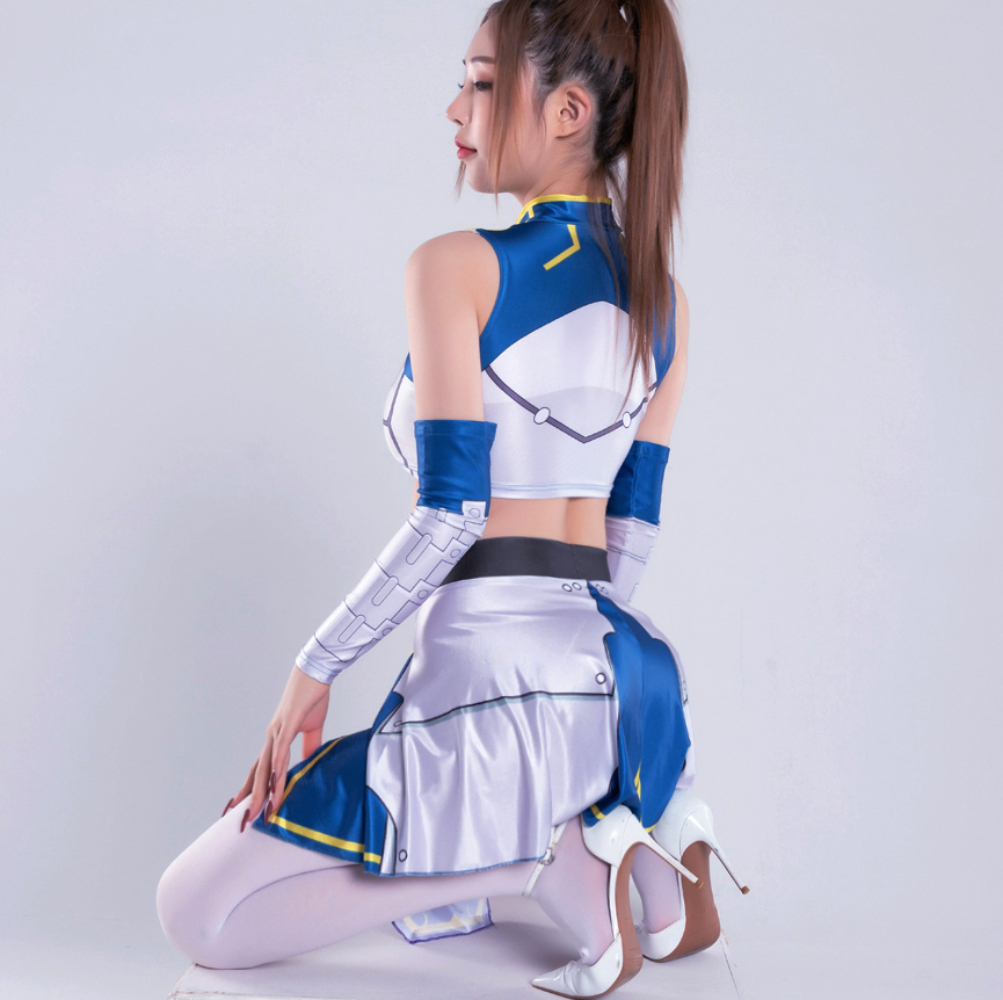 [ free shipping ] game character cosplay blue & white sexy lustre female cabaret club employee Halloween change equipment fancy dress costume Event anime 