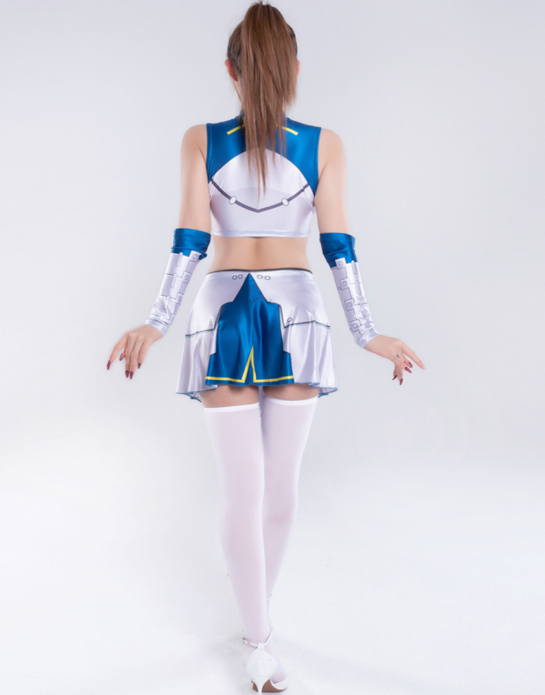 [ free shipping ] game character cosplay blue & white sexy lustre female cabaret club employee Halloween change equipment fancy dress costume Event anime 