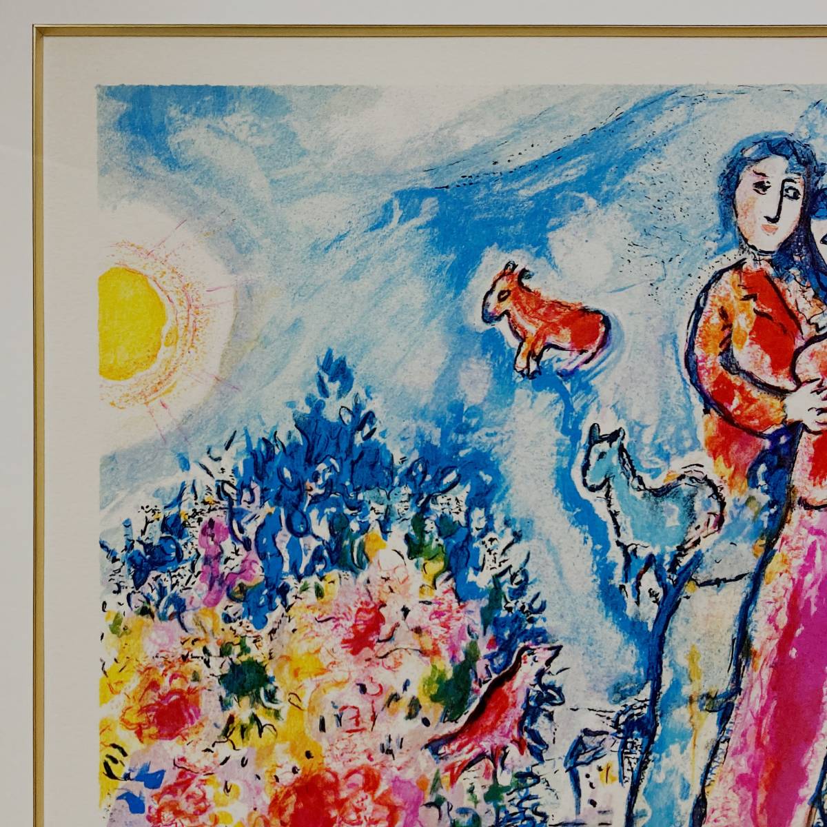 マルク・シャガール Marc Chagall 『冬と春の合間』 リトグラフ 額装（権利管理会社エンボススタンプあり）真作_画像5