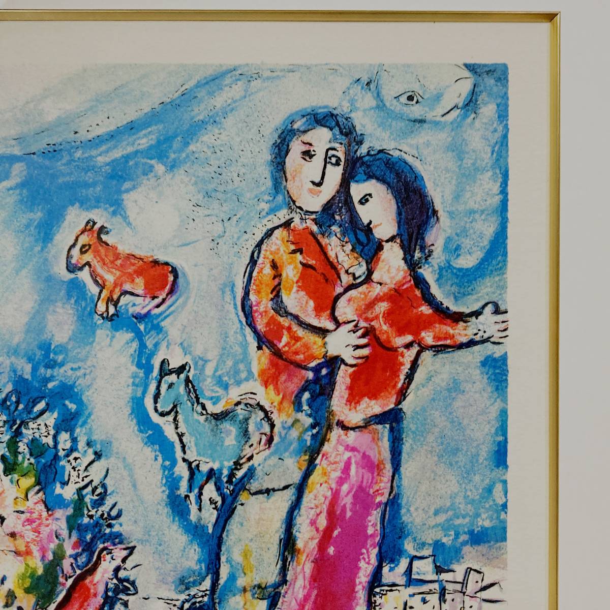 マルク・シャガール Marc Chagall 『冬と春の合間』 リトグラフ 額装（権利管理会社エンボススタンプあり）真作_画像6