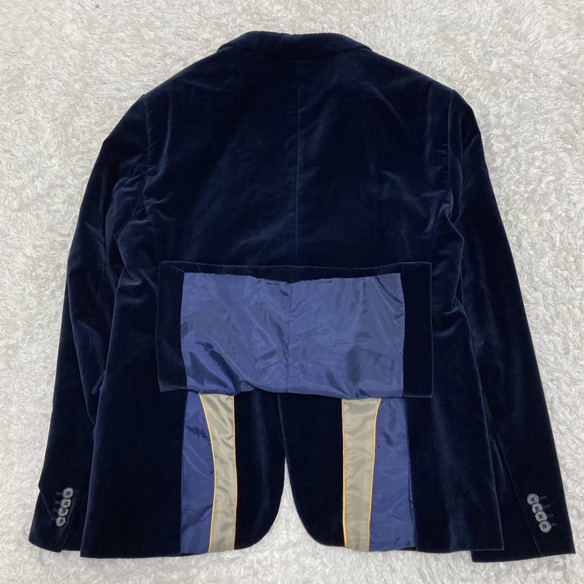 ザラ マン【魅惑のベロア×希少サイズXL】ZARA MAN テーラードジャケット 総裏 光沢感 メンズ ビジネス 通勤 仕事 ネイビー 紺 USA44 LL_画像5