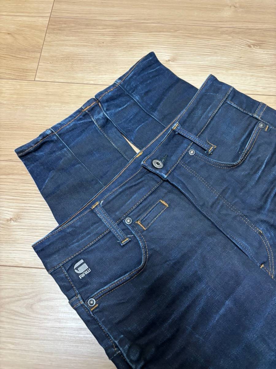 [G-STAR RAW] D-STAQ 3D SLIM スリムストレッチ インディゴデニムパンツ 26 メンズ ジースター_画像6