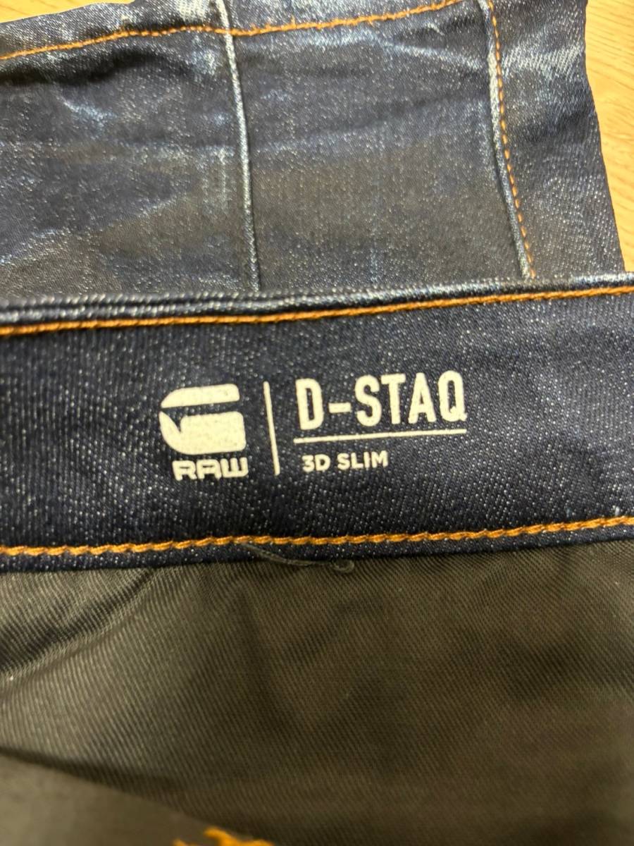 [G-STAR RAW] D-STAQ 3D SLIM スリムストレッチ インディゴデニムパンツ 26 メンズ ジースター_画像3