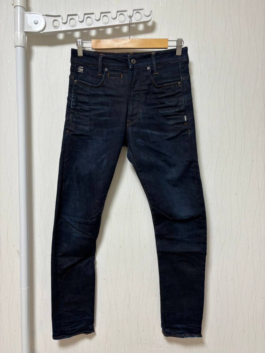 [G-STAR RAW] D-STAQ 3D SLIM スリムストレッチ インディゴデニムパンツ 26 メンズ ジースター_画像1