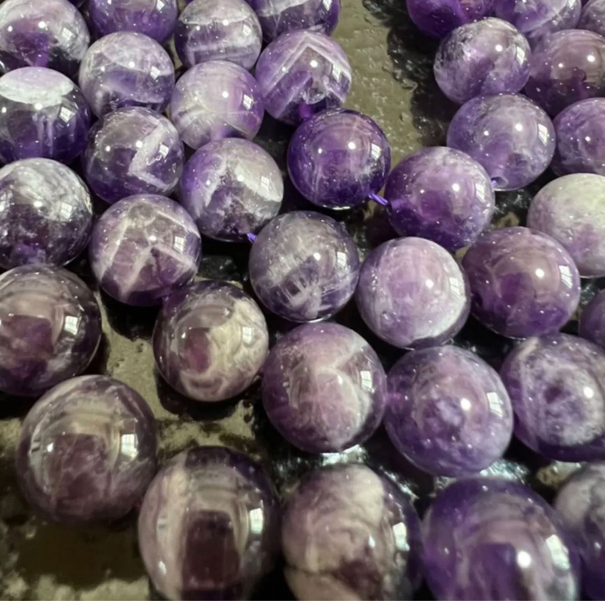 「1509」ケープアメジスト 紫水晶 薄いパープル12mm 1連　ビーズ　ハンドメイド素材　パワーストーン　丸玉　天然石