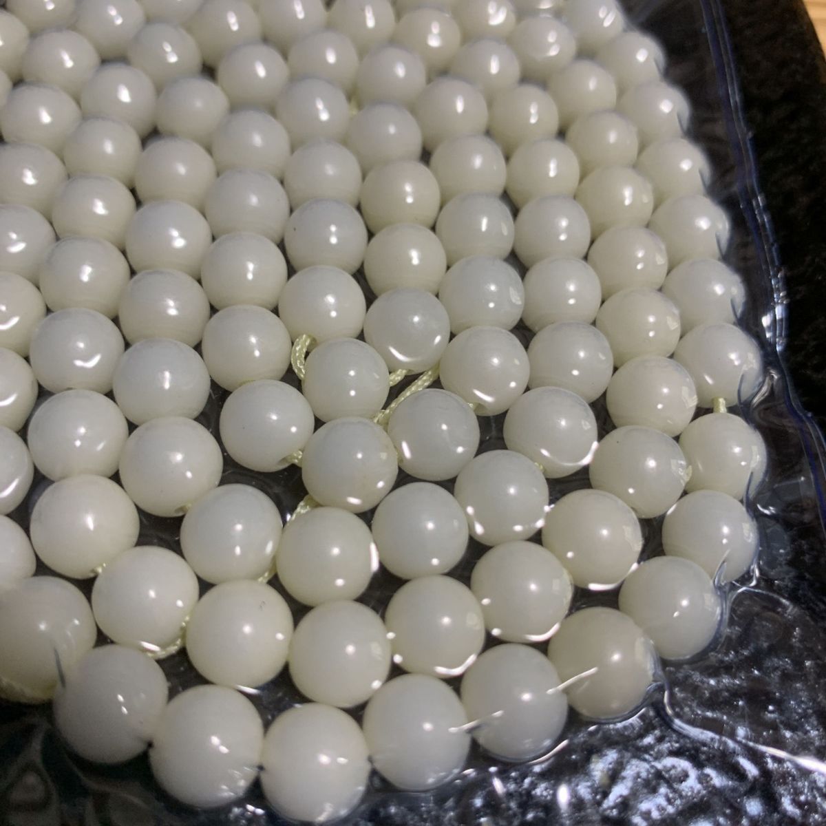 「1505」白玉菩提樹の実　10mm 1連　親玉付き　ビーズ　丸玉　ハンドメイド素材　数珠