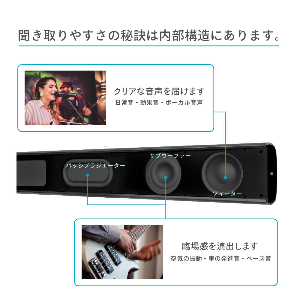 サウンドバー FunLogy SOUND3 総合80W スピーカー テレビ用スピーカー bluetooth シアターバー テレビ用 ステレオスピーカー_画像2