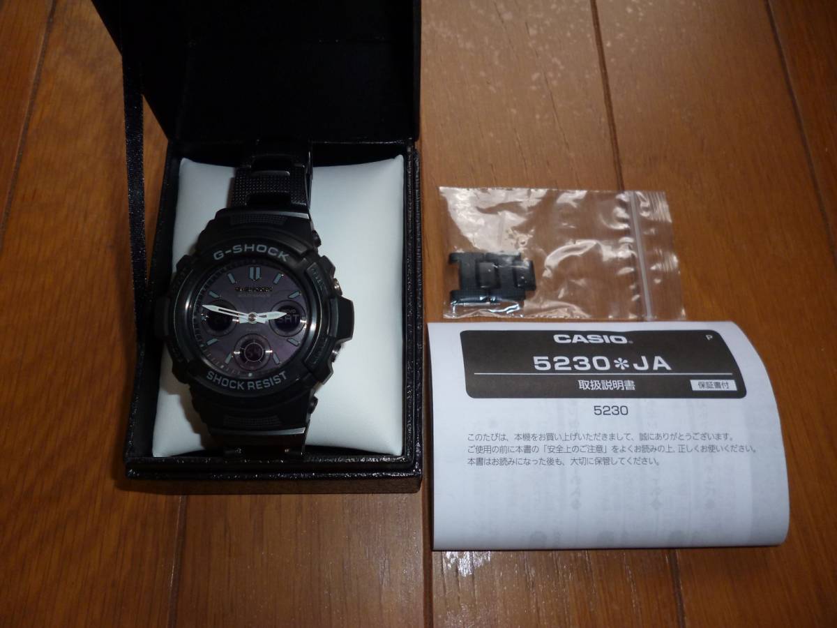 ◎CASIO G-SHOCK！電波・タフソーラー「AWG-M100BC」ブラック！メタルコアバンド ！美品◎_コマ・説明書付