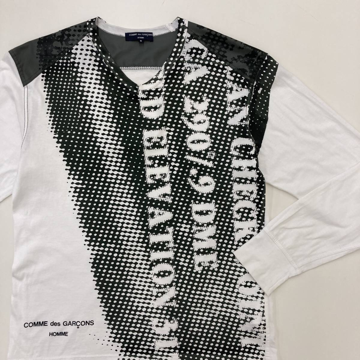 AD2007 COMME des GARCONS HOMME ナイロン 異素材 切替 ロゴ 長袖 カットソー 白 コムデギャルソンオム Tシャツ ロンT archive 3100207_画像3