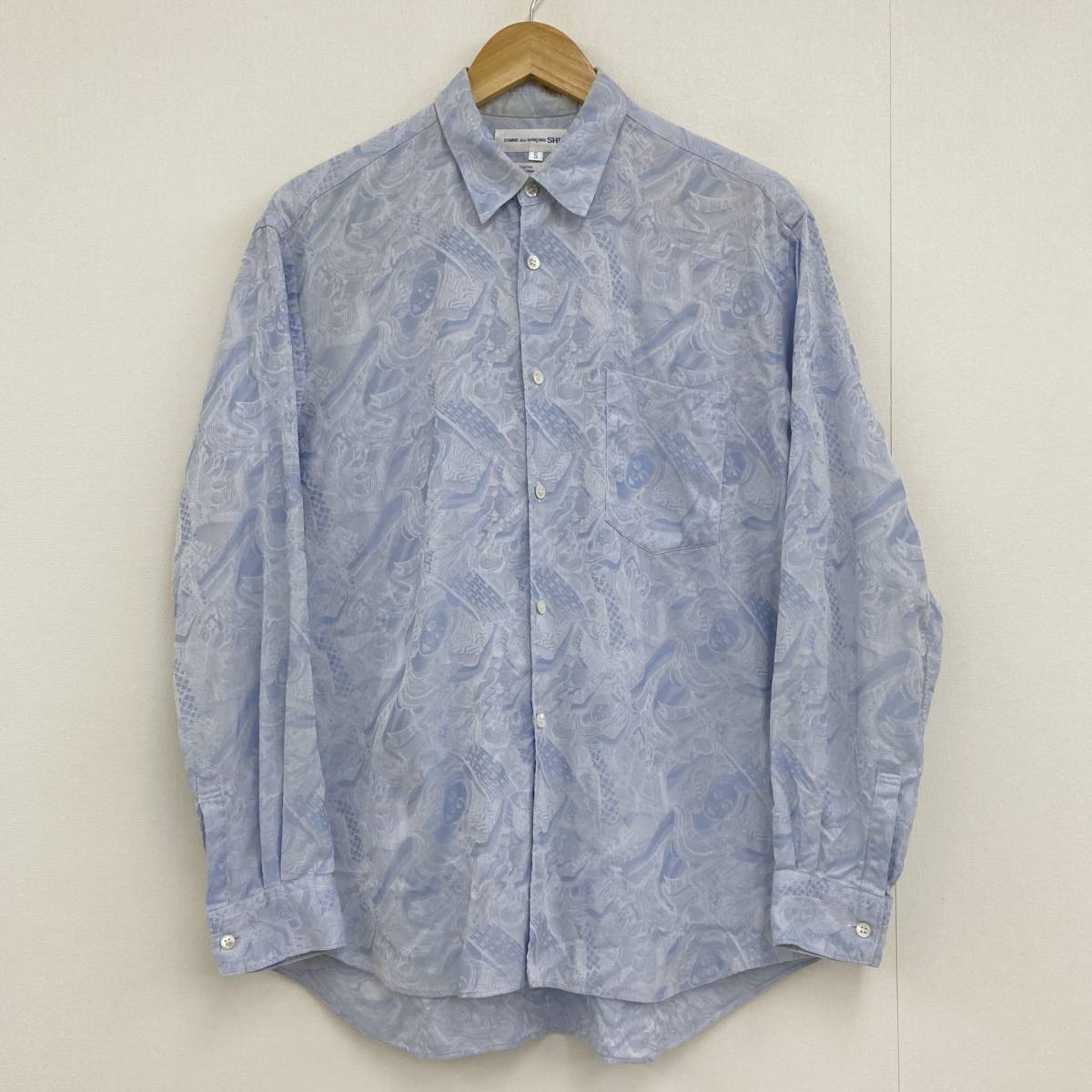 COMME des GARCONS SHIRT 天女 ジャガード 総柄 長袖 シャツ 水色 Sサイズ コムデギャルソンシャツ archive 3070659_画像2