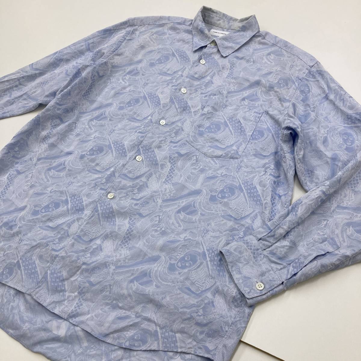 COMME des GARCONS SHIRT 天女 ジャガード 総柄 長袖 シャツ 水色 Sサイズ コムデギャルソンシャツ archive 3070659_画像4