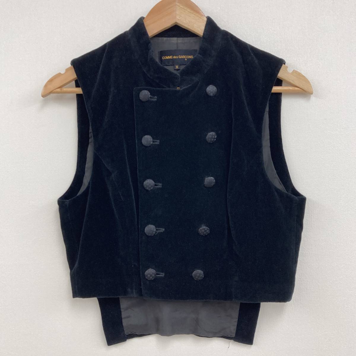 AD1988 COMME des GARCONS 変形 ベロア ナポレオン ベスト ジレ 黒 コムデギャルソン ベルベット ジャケット 80s VINTGAE archive 3100231_画像1