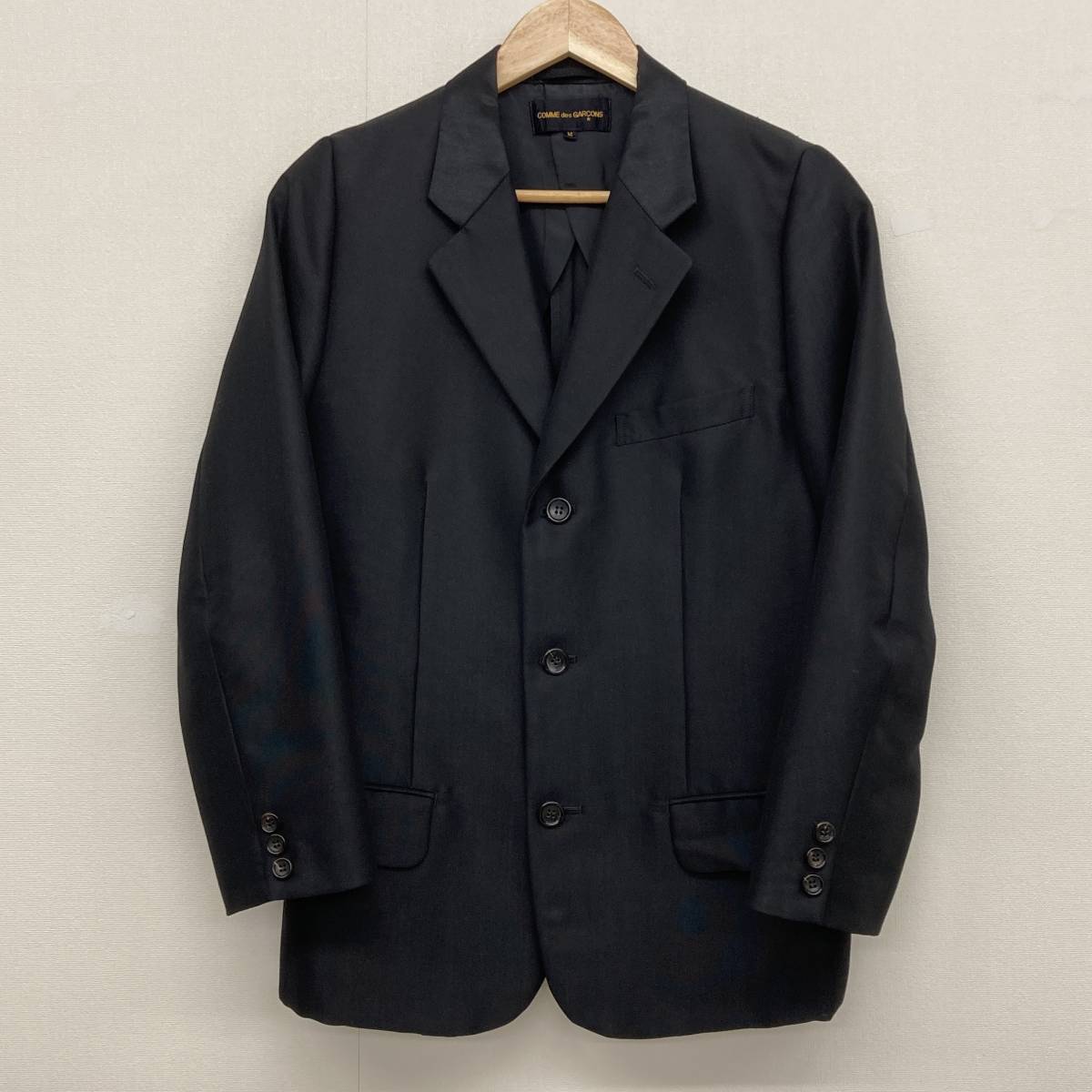 AD1994 COMME des GARCONS 光沢 テーラードジャケット ブラック 黒 Mサイズ ブレザー ブルゾン 90s VINTAGE archive 3110121