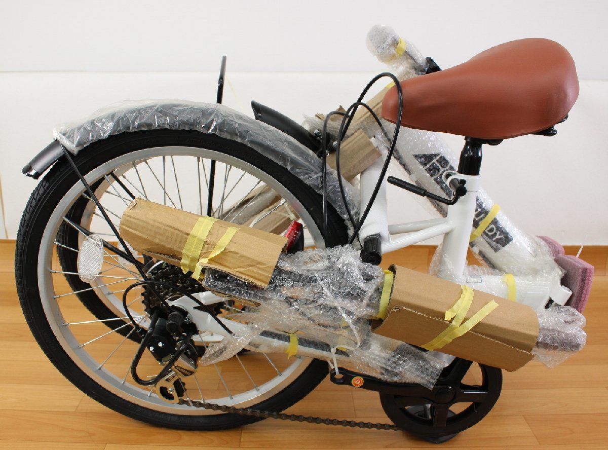 ◇開封未使用品◇ ACE BUDDY 206-5 折りたたみ自転車 変速 カゴ付 ワイヤ錠・ライト付き 小径車 ミニベロ (2821910)_画像4