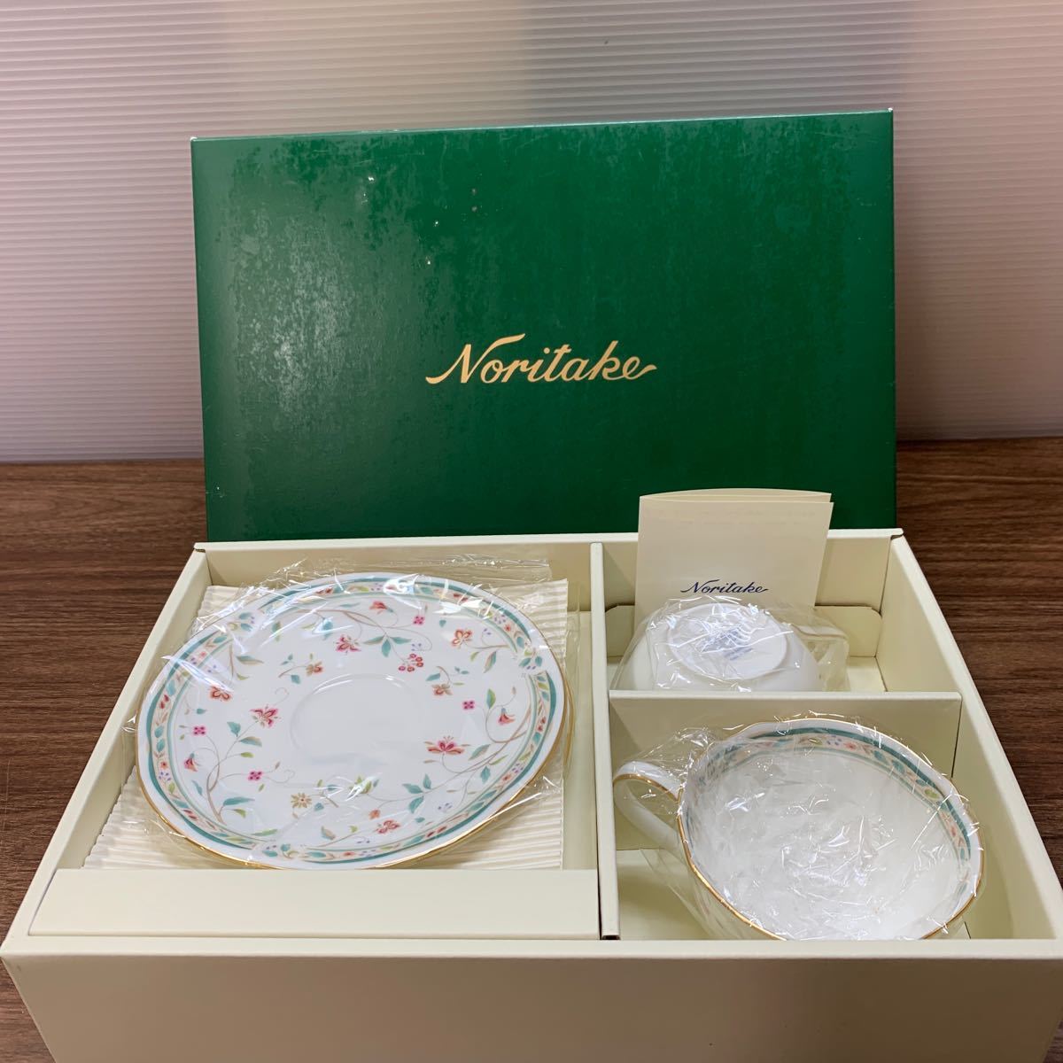 Noritake ノリタケ カップ&ソーサー 2点セット 美品 ティーカップ Y6546G 花更紗 碗皿 ペア キッチン 食器 おしゃれ アンティーク (石293_画像1