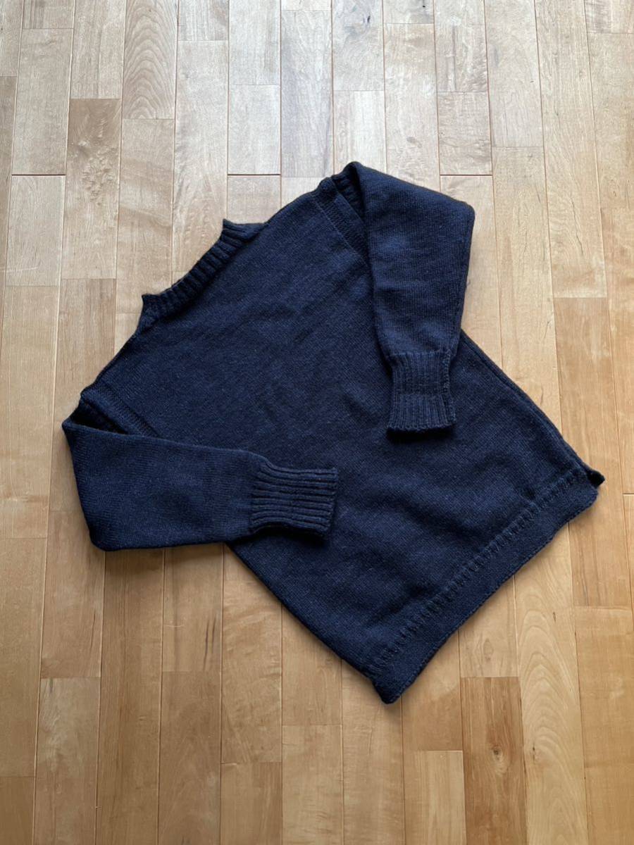 Le Tricoteur ルトリコチュール Guernsey Sweater サイズ34 ウールガンジーセーター ニット ネイビー_画像1