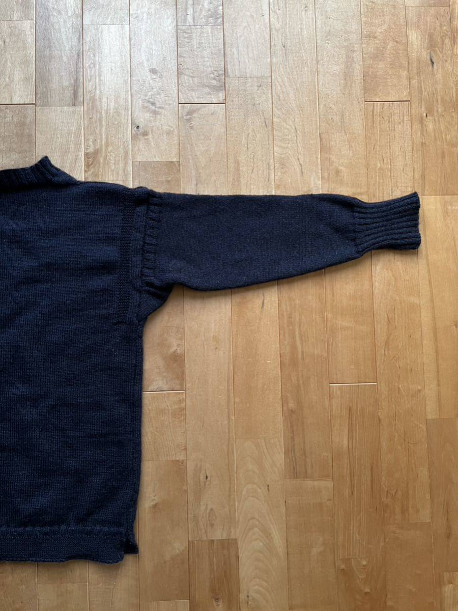 Le Tricoteur ルトリコチュール Guernsey Sweater サイズ34 ウールガンジーセーター ニット ネイビー_画像4