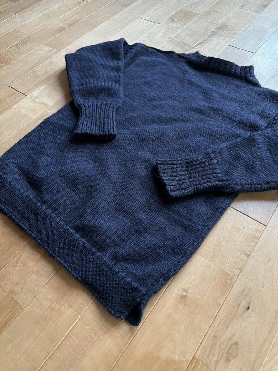 Le Tricoteur ルトリコチュール Guernsey Sweater サイズ34 ウールガンジーセーター ニット ネイビー_画像2