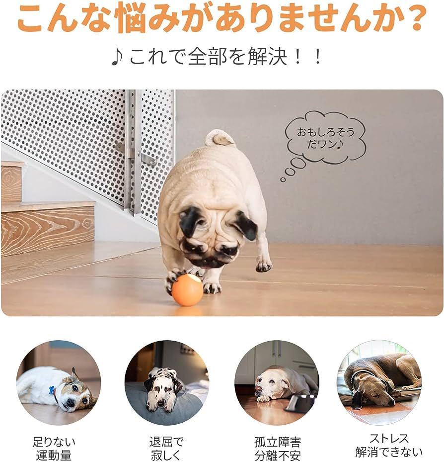 Cheerble ドッグボール 犬用おもちゃ 電動ボール 光るボール 自動運動 揺れる+跳ね返り機能 DC充電式 運動不足 ストレス解消 小型犬向き_画像2