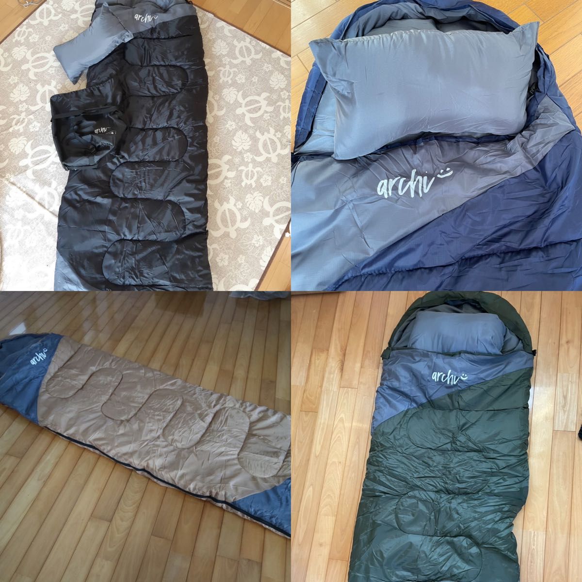 3個セット 専用枕付き 寝袋 ふかふか シュラフ コンパクト 封筒型 冬用 車中泊 キャンプ 高品質 アウトドア